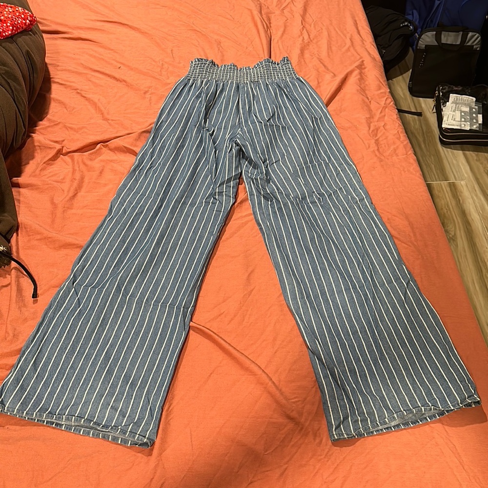 Blue, flowy boho pants